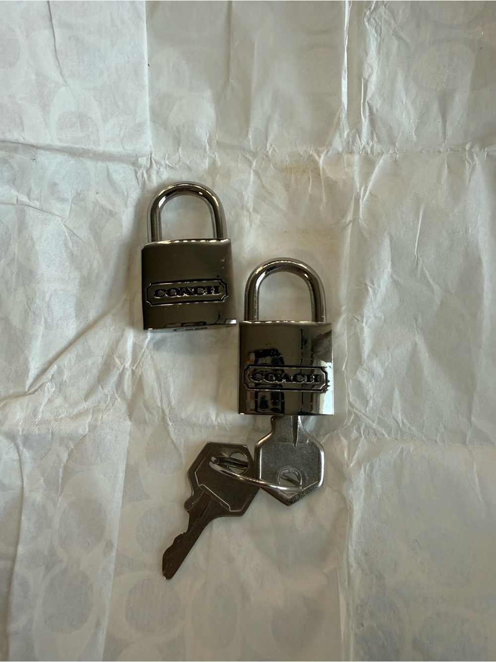 Coach Men's Silver Padlocks with Keys - Polished Metal Finish